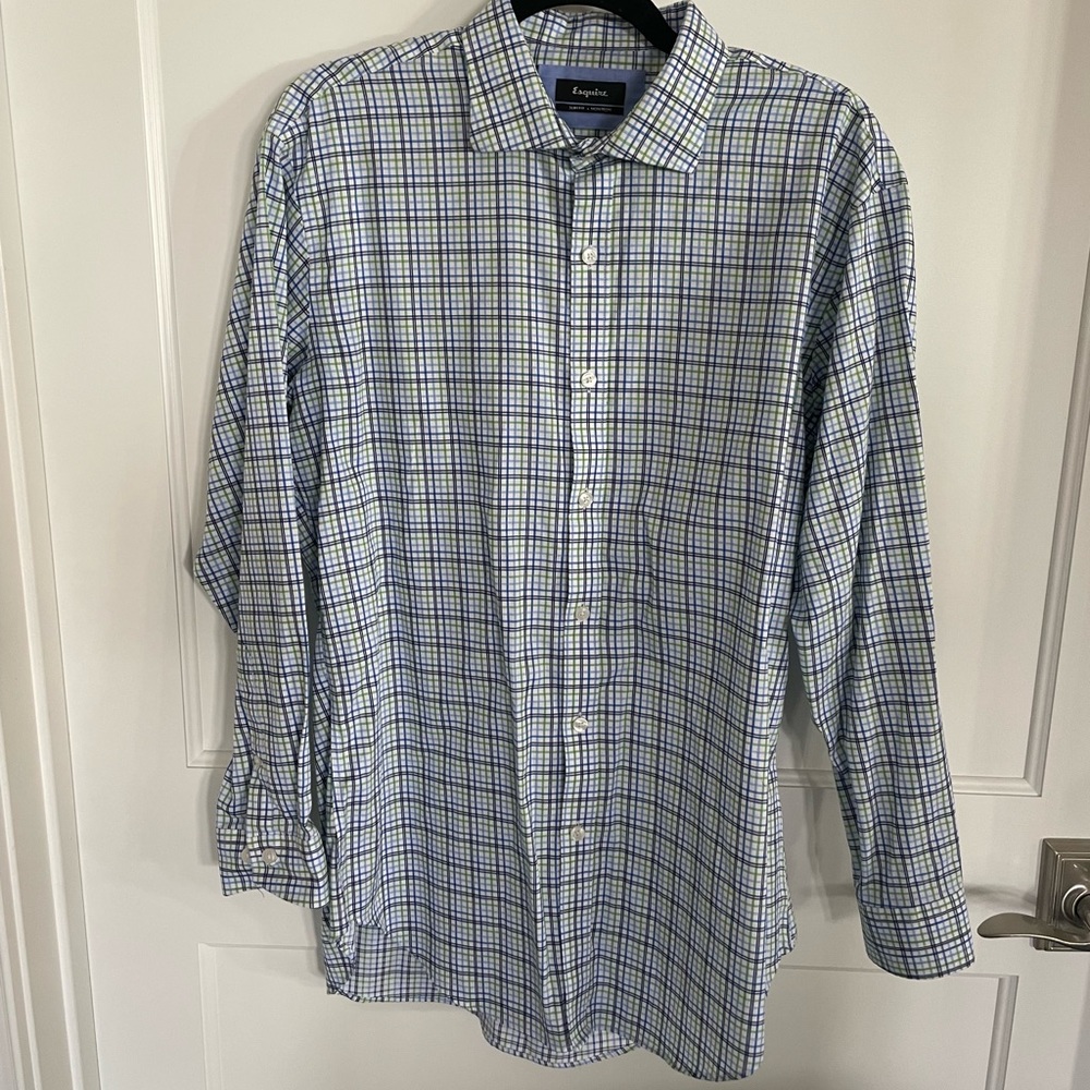 Esquire Men’s Slim Fit Non Iron Button Down Shirt, 16 1/2 32/3
